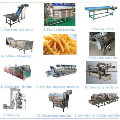 cadena de producción congelada automática completa de las patatas fritas 500kg/H snacks que hacen la línea
