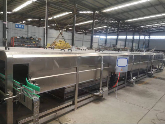 La línea de la pasterización del túnel conservó la línea del esterilizador de la comida de la baja temperatura del esterilizador de la bebida de las salmueras de la botella de cristal