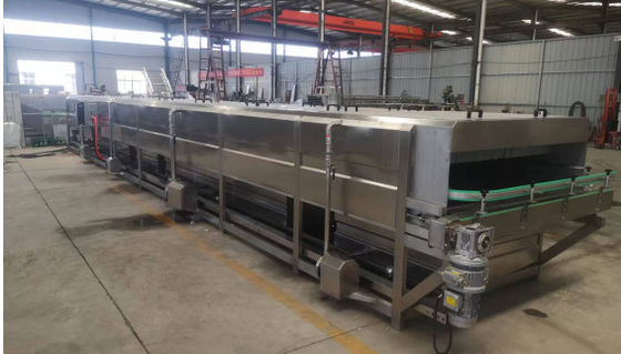 La línea de la pasterización del túnel conservó la línea del esterilizador de la comida de la baja temperatura del esterilizador de la bebida de las salmueras de la botella de cristal