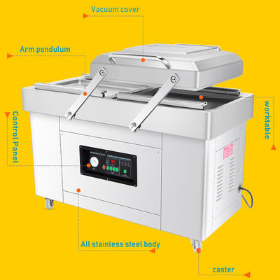 Empaquetadora doble del vacío de la cámara, máquina de empaquetamiento al vacío de la comida comercial